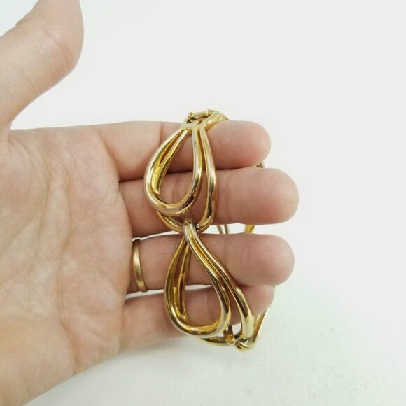 Vintage Chunky Gold Tone Chain Bracelet, Big Oval Shape Links, Retro 80s Style - Picture 3 of 5